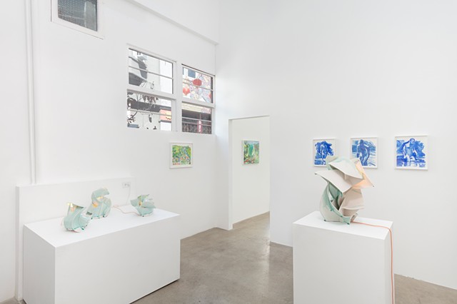 Installation view of "Interpenetrate" at North Loop West, Los Angeles, CA 4/4/25 - 5/4/25