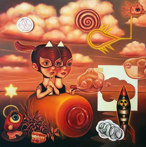 surreal, popsurreal, surrealism, portrait, lowbrow, women artists, oil painting, painting, contemporary art, contemporary painting, women artists, texas artists, latin american artists, art, artist, fine art, oil on canvas, dog painting, dog art