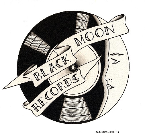 Black Moon Records Logo Design Black and Gray
