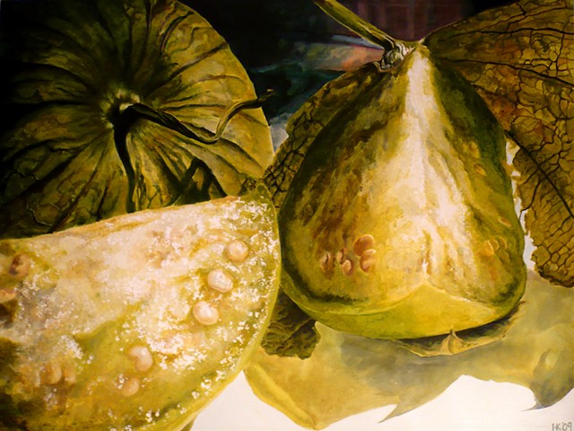 Tomatillos, Still Life, Kiwi Painting, Green Fruit, Realism, Acrylic Painting, Fruit Painting