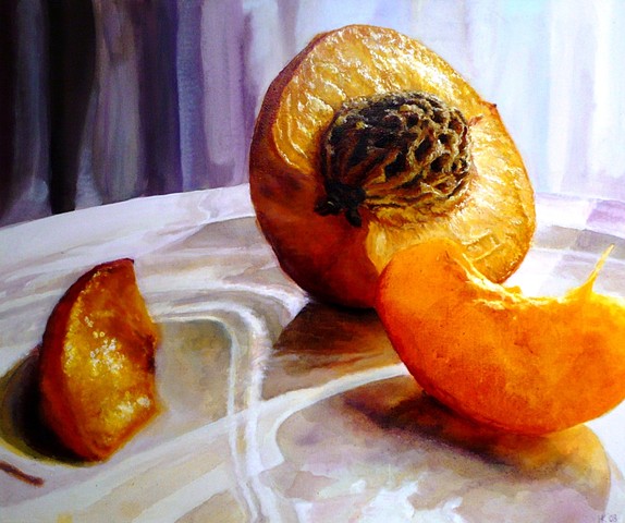 Peaches, Still Life, Fruit Painting, Oil Painting, Realism, Photo Realism