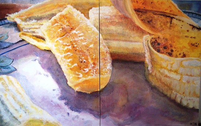Bananas, Still Life, Banana Painting, Oil Painting, Realism, Watercolor