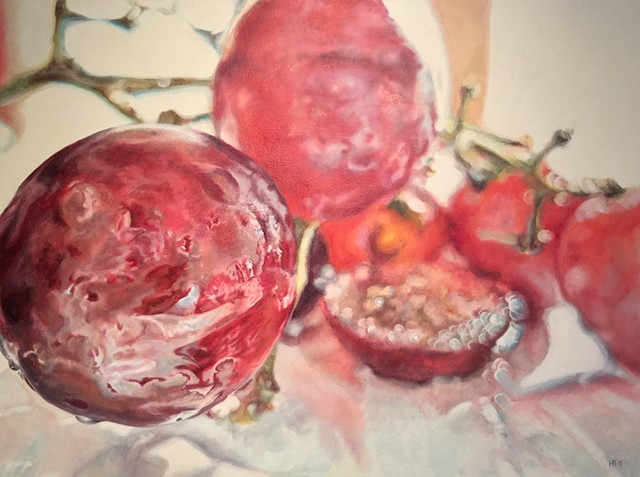Grapes, photo realism, oil painting, fruit painting, food painting, hyper-realism