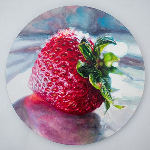 strawberry painting, fruit painting, hyperrealism, oil painting, still life painting