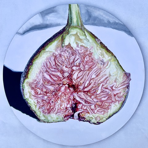 Fig painting, fruit painting, hyperrealism, oil painting, still life painting