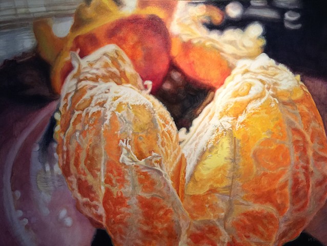 Orange, Citrus Painting, Photo realism, Still Life, Luminescent, hyper-realism