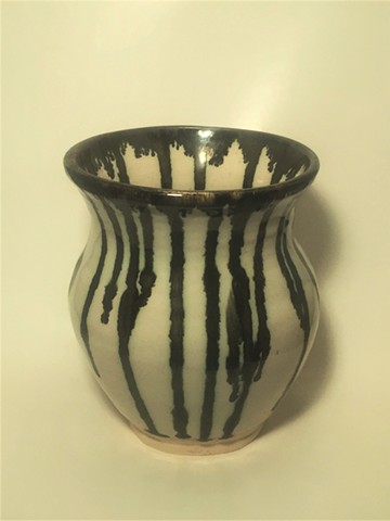Bronze and White Striped Vase
