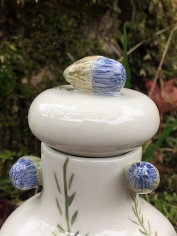 Blue Floral Jar (Lid Detail)