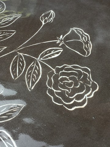 Black Floral Platter (Detail)