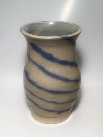 Blue and White Striped Vase