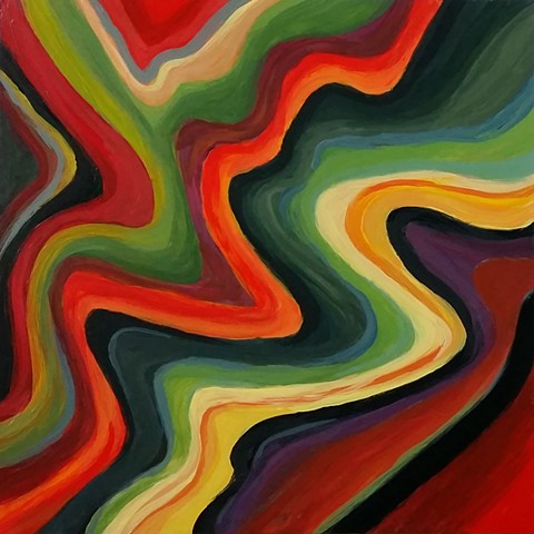 Six panels of "Rock Muscle" paintings are sold together as a group only.