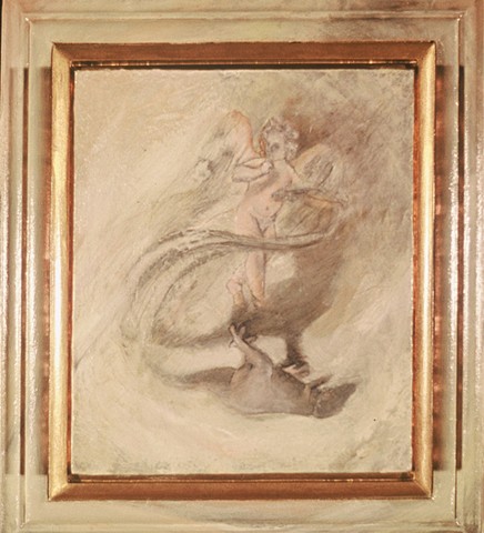 Putto with dinosaur