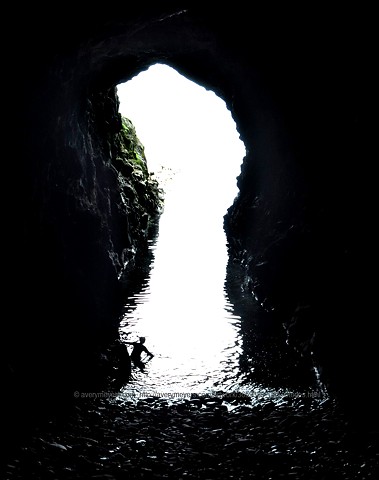Swimmer. Cave under Dunluce Castle, N. Ireland