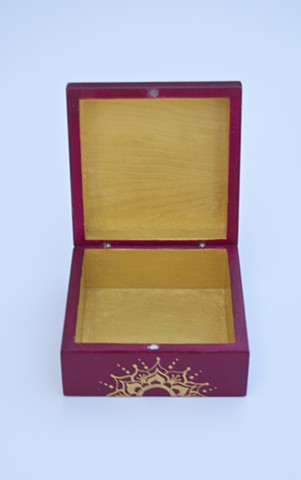 Inside view of hand painted decorative box