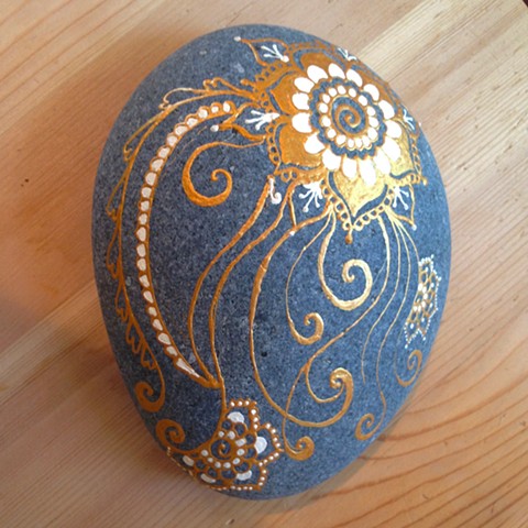 Hand painted decorative beach rock