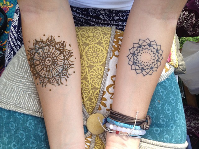 Henna Forearm tattoo to match permanent tattoo