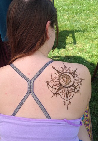 Sun and Moon Henna on back