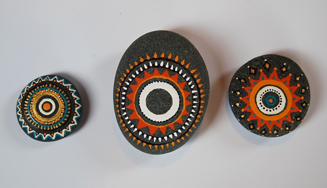 Hand painted decorative beach rocks