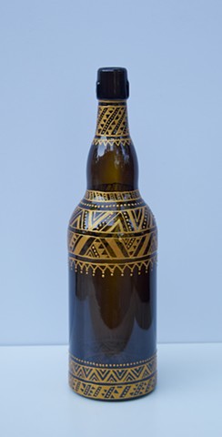 Hand painted glass bottle