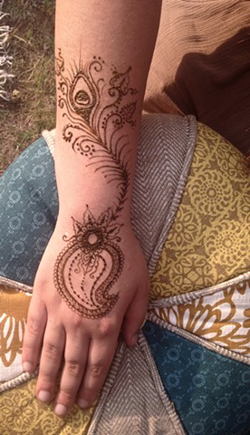 Henna paisley with peacock trail