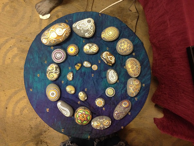 Hand Painted Rocks in Spiral Mandala