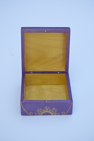Inside view of hand painted decorative box