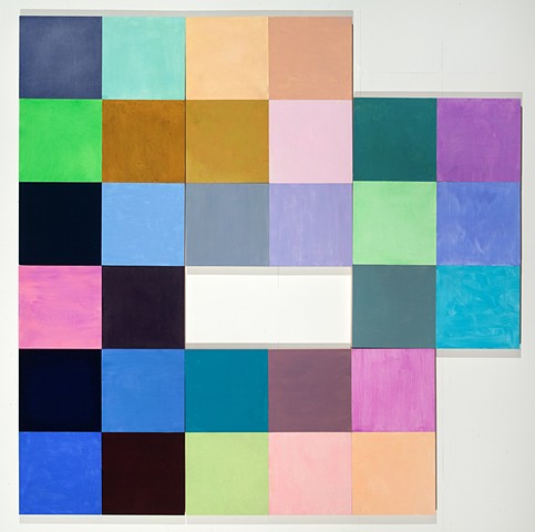 abstract colored squares in irregular composition
