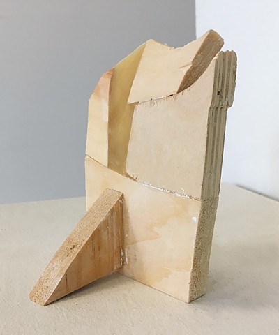abstract geometric wood wax assemblage sculpture