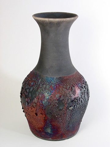 Cracked Copper Raku Vase