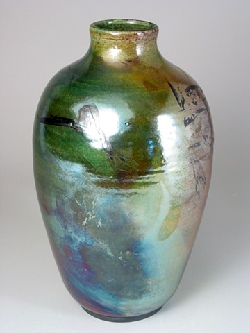 Green Raku Vase