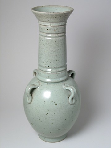 Tall Celedon Vase