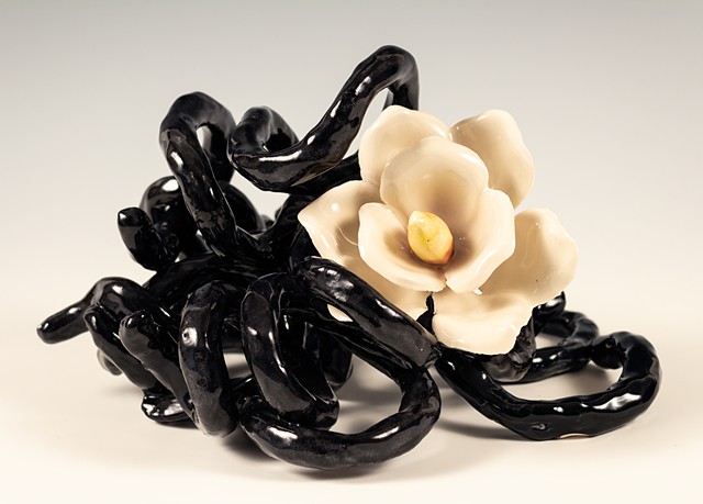 curly line in porcelain with magnolia sharon norwood art