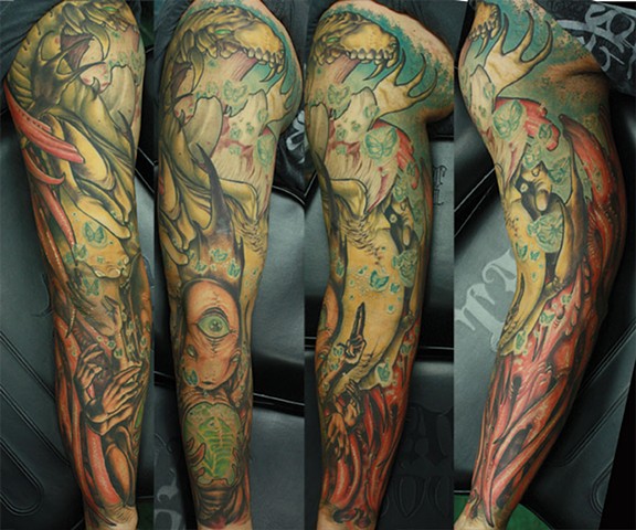 Eric James, monster tattoo, bugs, butterflies tattoo, butterfly tattoo, Phoenix Arizona, tattoo