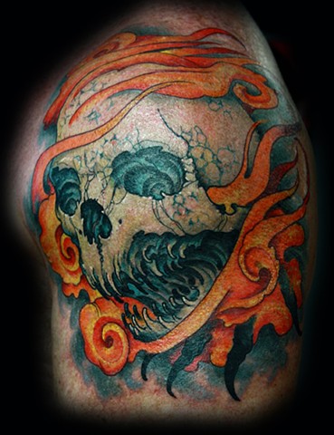 skull tattoo, black and grey tattoo, grim reaper tattoo, color tattoo, eric james tattoo, blind tiger tattoo, phoenix arizona, best tattoo artist arizona, 