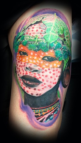 Eric james tattoo, best tattoo arizona, the blind tiger,african tattoo, tribal tattoo, color tattoo, portrait 