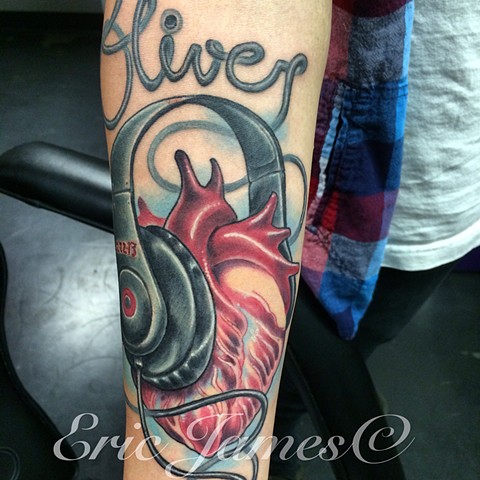 Heart tattoo, Eric James, tattooer, tattoo artist, blind tiger tattoo, Phoenix Arizona tattoo