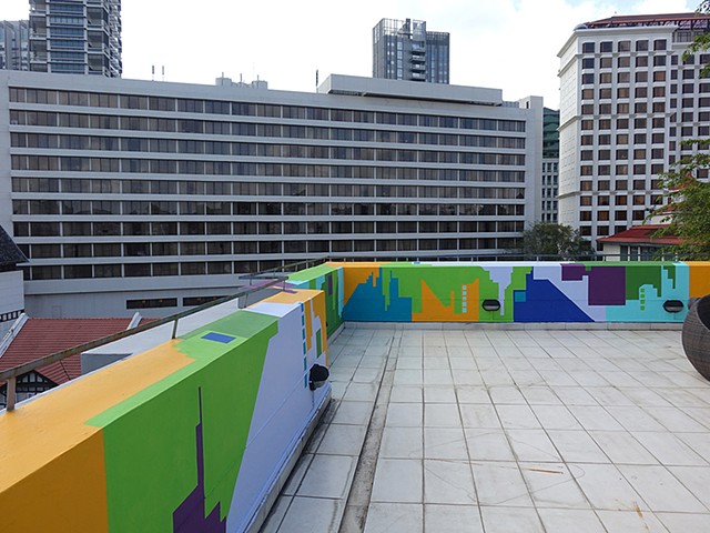 Rooftop Mural Artwork commisssion by Merryn Trevethan Singapore