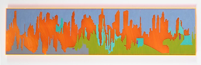 New York cityscapes on plexiglass by Merryn Trevethan