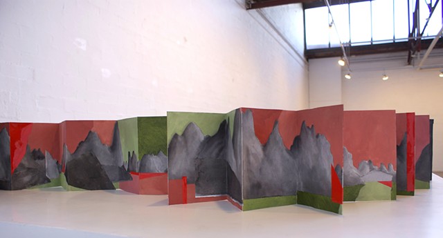 Concertina Artist book of chinese mountains by Merryn Trevethan