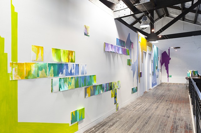 wall painting installation of abstracted cityscape by Merryn Trevethan