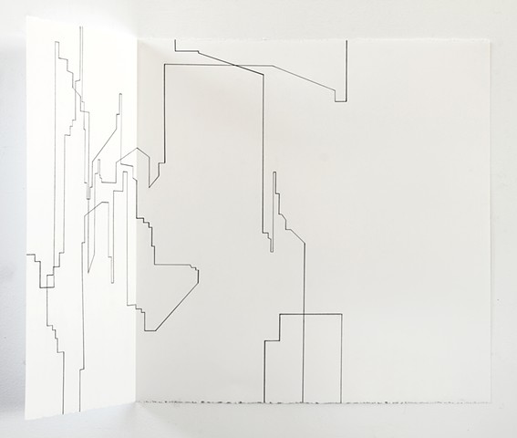 Can't get there from here folded drawings by Merryn Trevethan