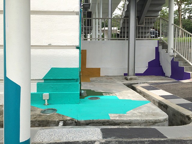 exploding cityscape painting for Drive public art festival at gillman Barracks Singapore