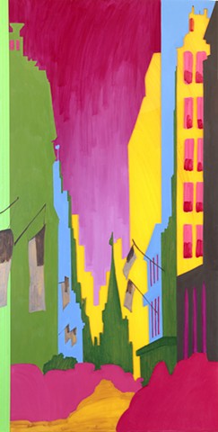 Wall St New York Painting on Plexiglass by Merryn TRevethan