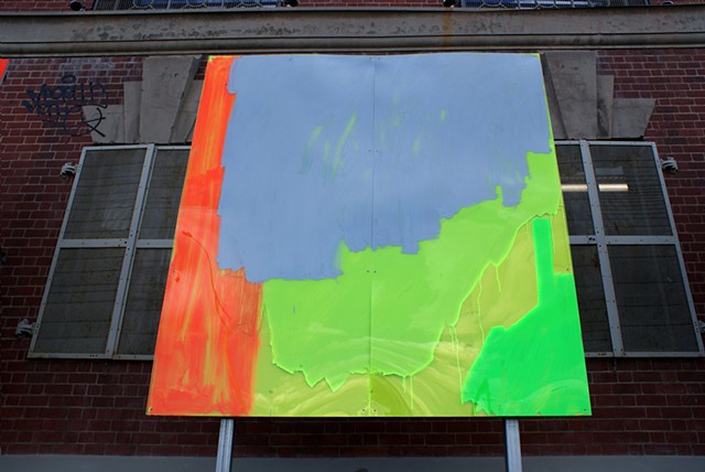 Public art paintings on Plexiglass Transit Gallery The Substation by Merryn Trevethan