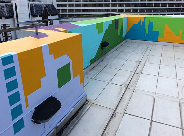 Rooftop Mural Artwork commisssion by Merryn Trevethan Singapore