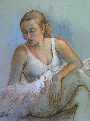 Pastel portrait of ballerina in white by Luna Lewis