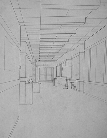 Drawing 1 - One Point Perspective, Pencil on Paper