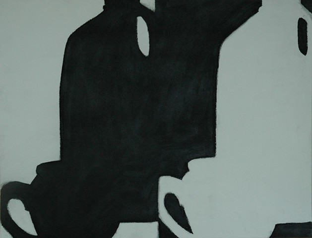 Drawing 1 - Positive Negative Shape (Diptych), Charcoal on Paper