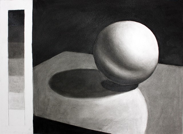 Drawing 1 - Value Scale and Sphere Rendering, Charcoal