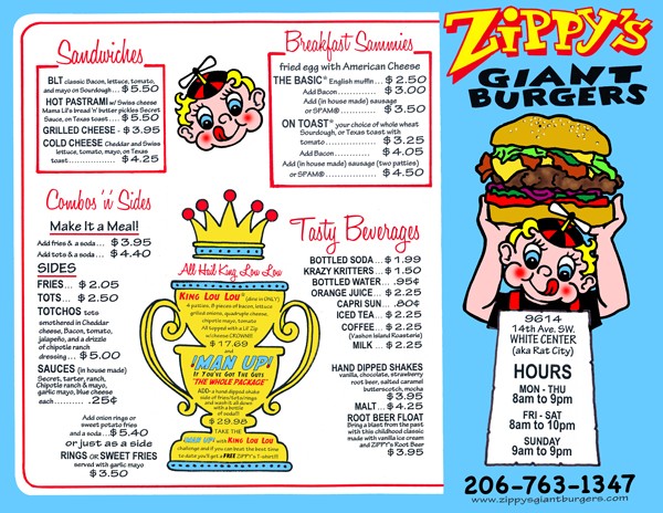 Zippy's Giant Burgers
restaurant menu design